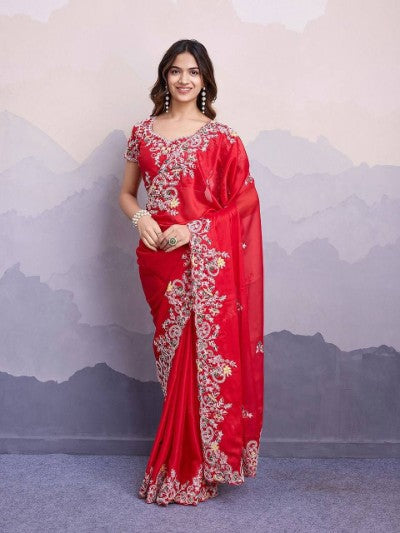 Rajvi Sarees Party Wear Soft Rangoli Silk Saree