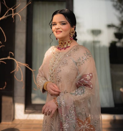 Silk Embroidered Suit with Organza Dupatta