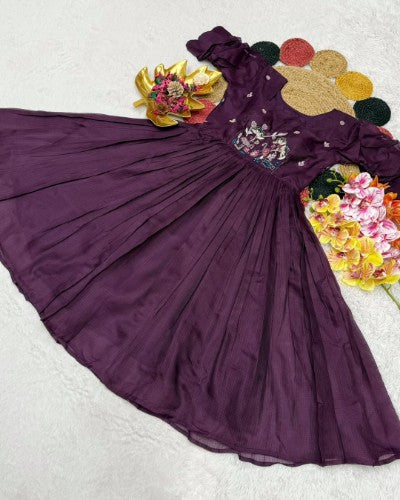 Stylist Gown with Handwork in Soft Kota Checks