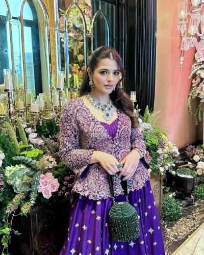 Purple Gown Jacket Set