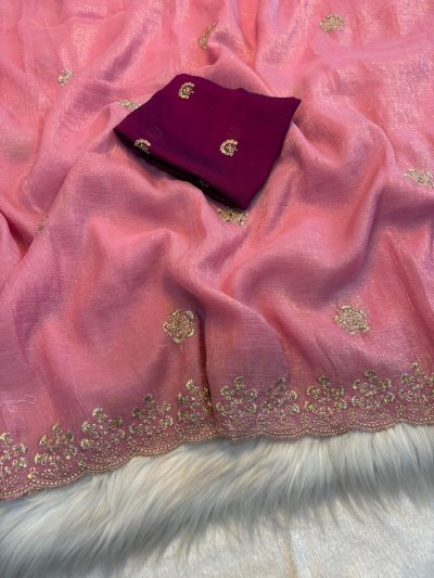 New Arrivals Embroidery Work Fancy Saree