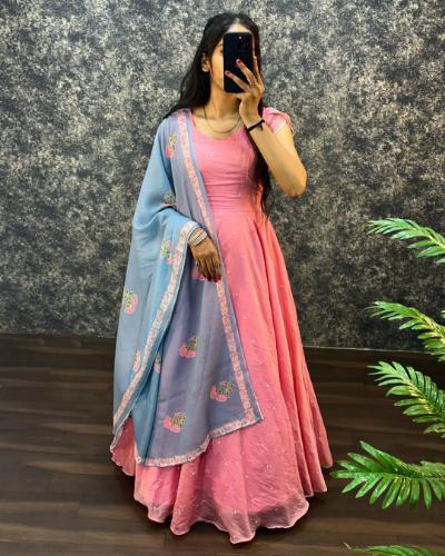 Mul Mul Cotton Gown with Digital Print Dupatta