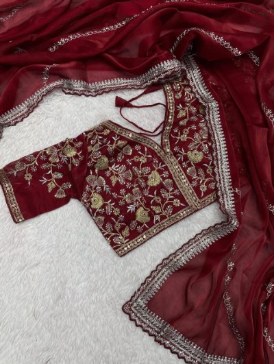 Zimmy Choo Satin Sequence Saree with Embroidery Blouse