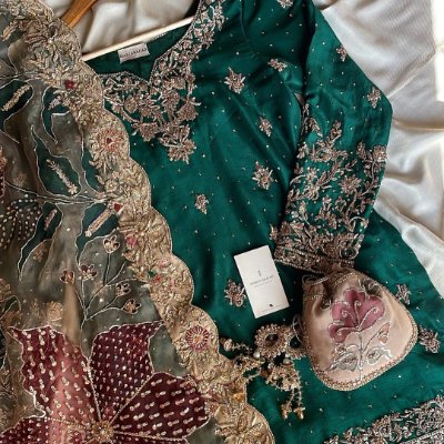 Exclusive Designer Heavy Chinon Sequence Embroidery Suit with Sharara and Digital Print Dupatta