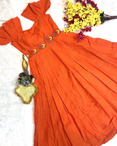 Mul-Mul Cotton Handwork Designer Gown