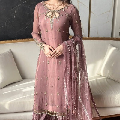 Fox Georgette Sequence Embroidery Suit Set