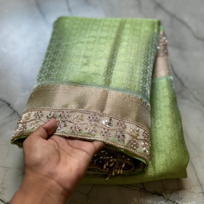 Banarasi Tissu Lace Work Saree with Zari Weaving