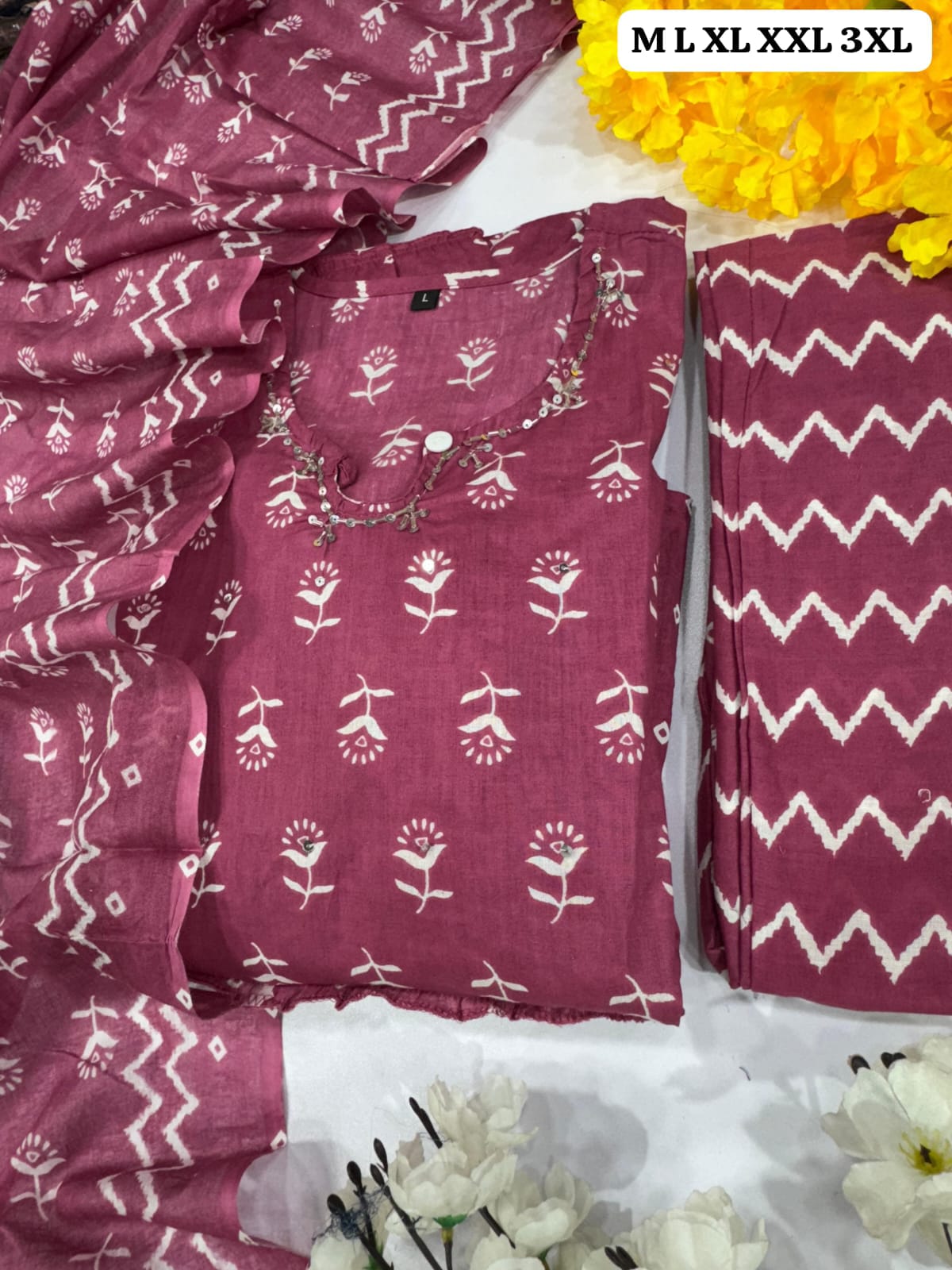 New Kurta with hand work detailing on yoke and lace