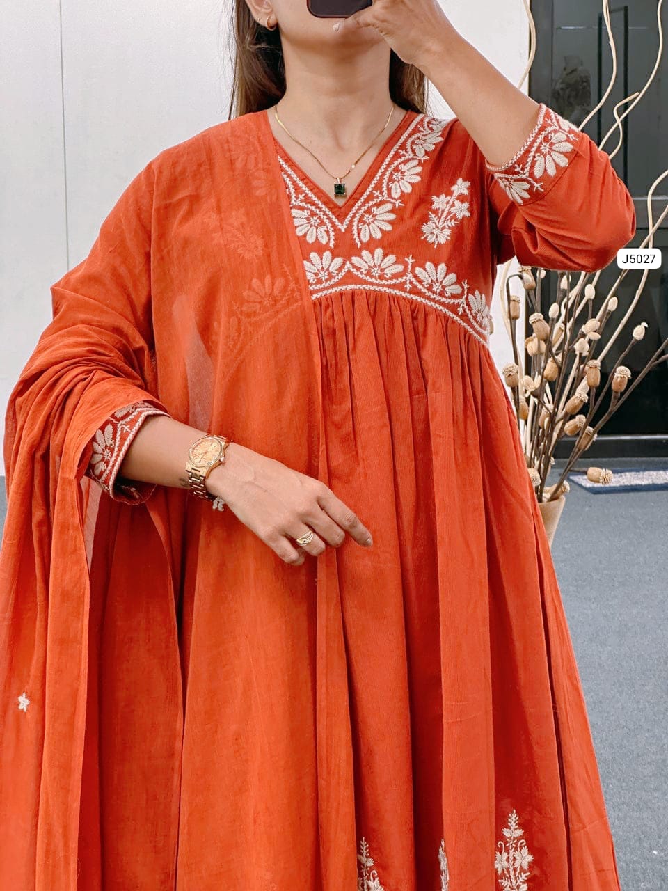 Beautiful Heavy embroidery on kurti and dupatta