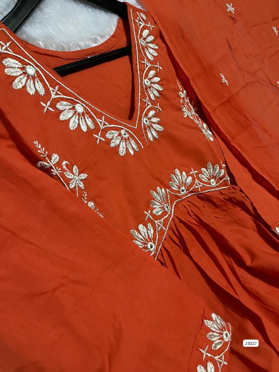 Beautiful Heavy embroidery on kurti and dupatta