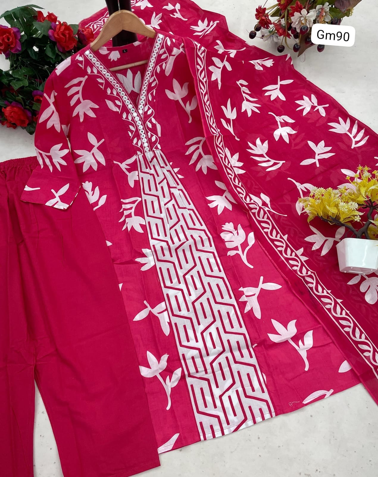 Sanganeri Print Anarkali Kurta Set