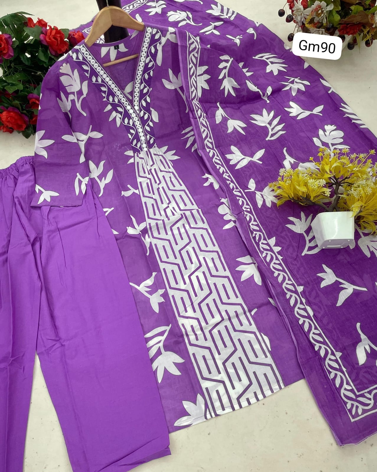 Sanganeri Print Anarkali Kurta Set