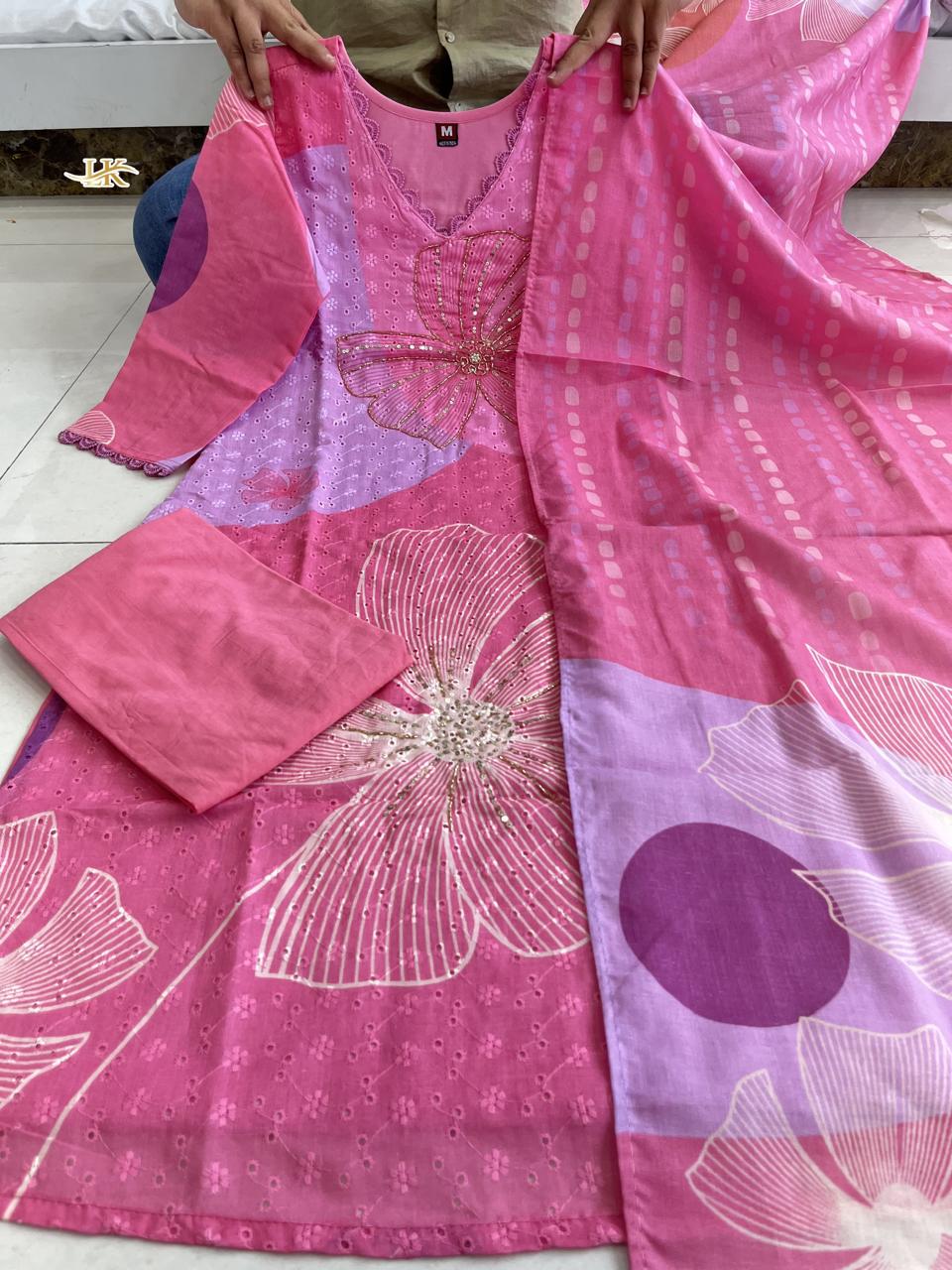 Pink Hand-Embroidered beutiful Suit