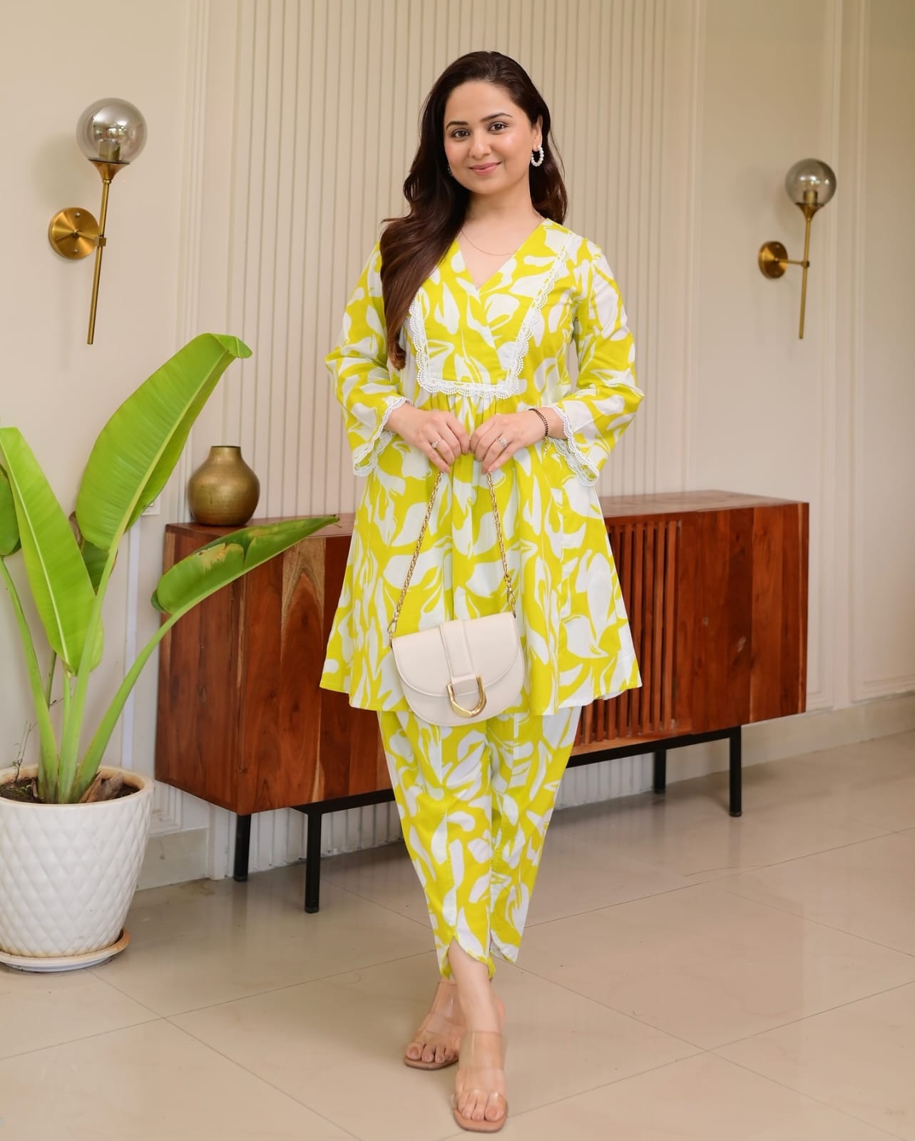 Premium Cotton Printed Kurti with Lace Detailing