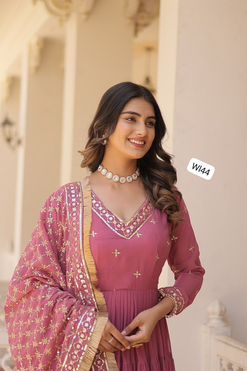 Elegant Festive Wear Embroidered Gown with Designer Dupatta