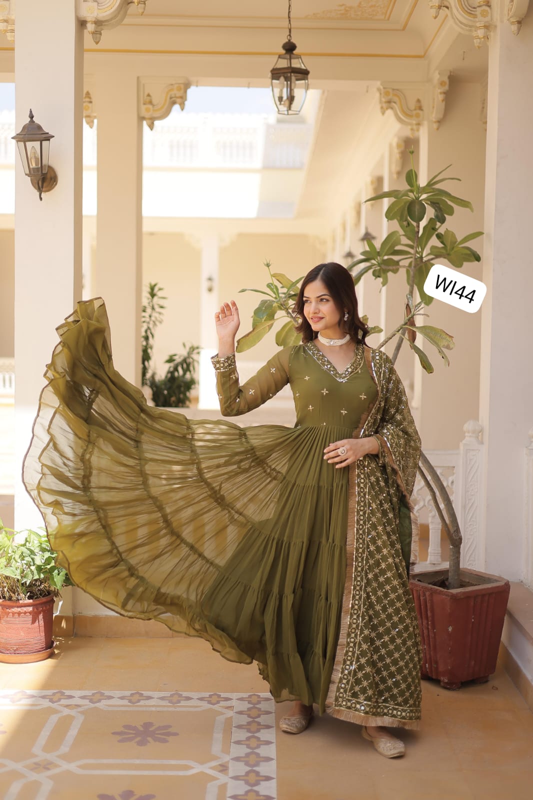 Elegant Festive Wear Embroidered Gown with Designer Dupatta