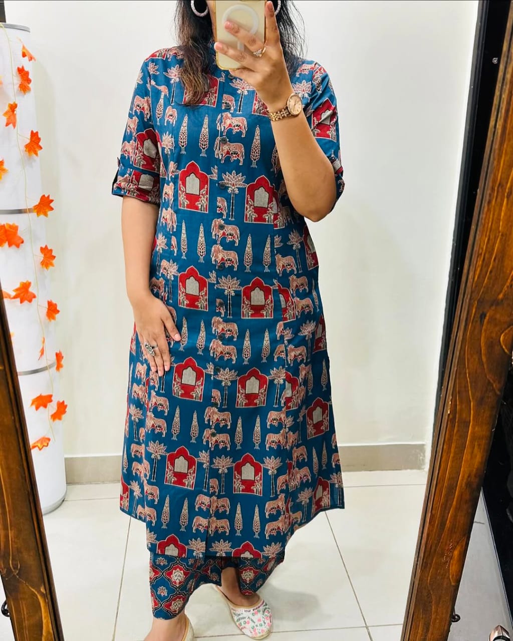 Premium Floral Fine Cotton Kurti & Palazzo Set