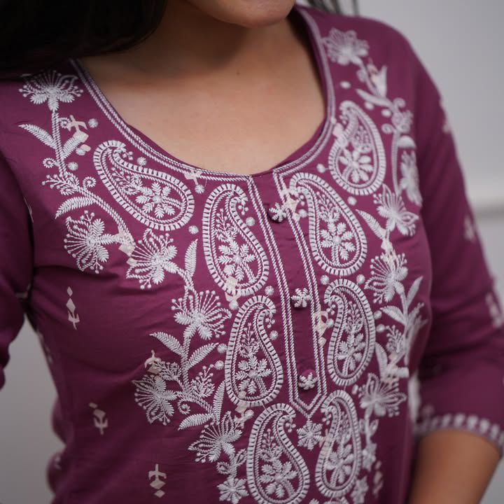 Premium Cotton Embroidered Kurti Set with Dupatta