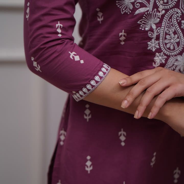 Premium Cotton Embroidered Kurti Set with Dupatta