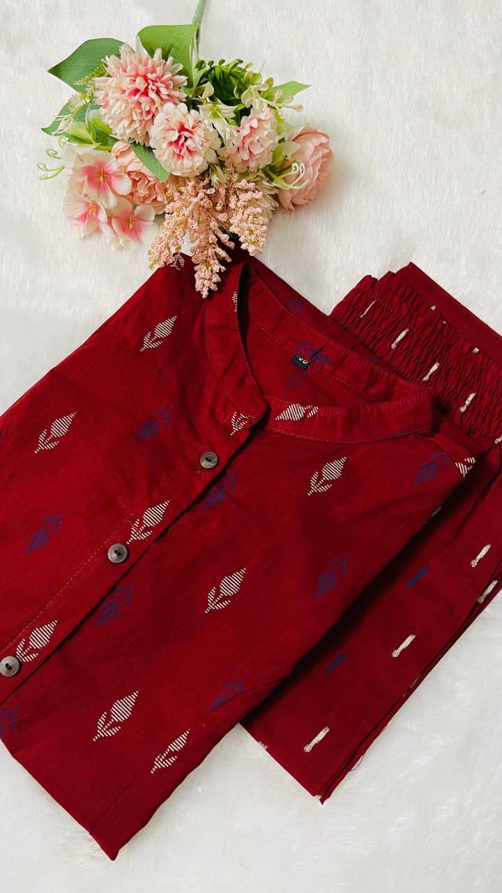 Premium Floral Cotton Kurti Palazzo Set