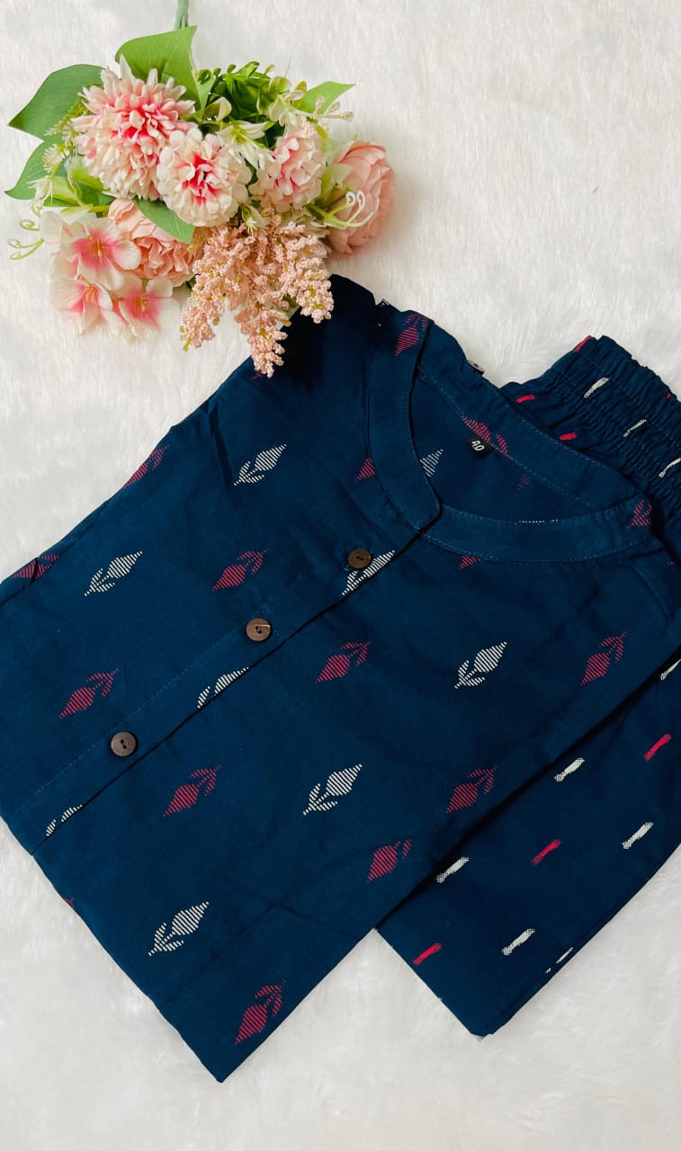 Premium Floral Cotton Kurti Palazzo Set