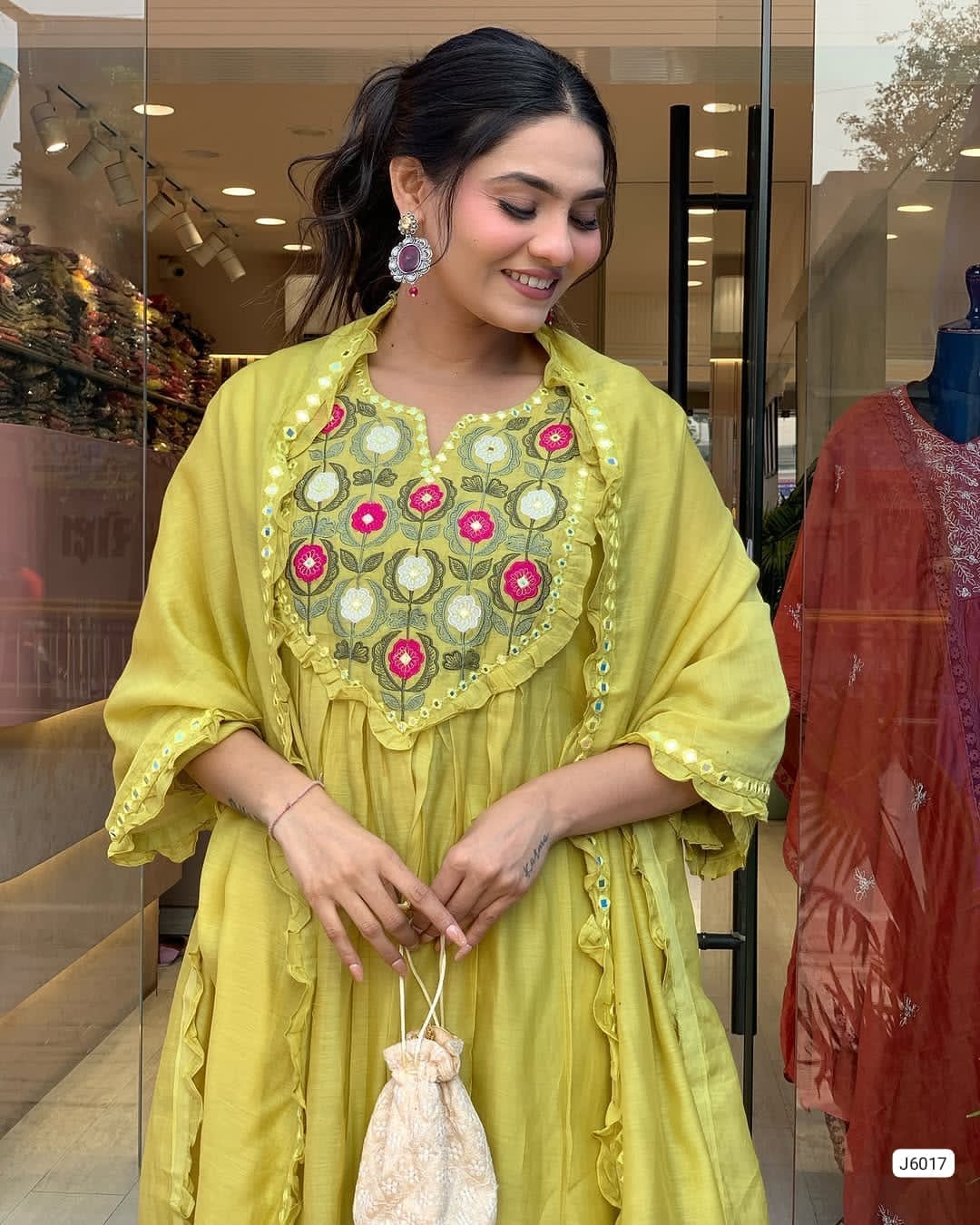 Beautiful Piece Cotton Anarkali Kurti Set