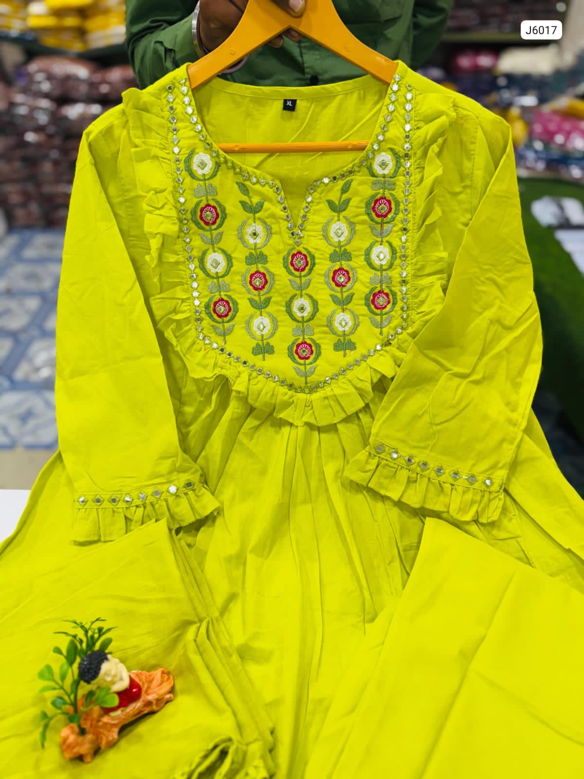 Beautiful Piece Cotton Anarkali Kurti Set