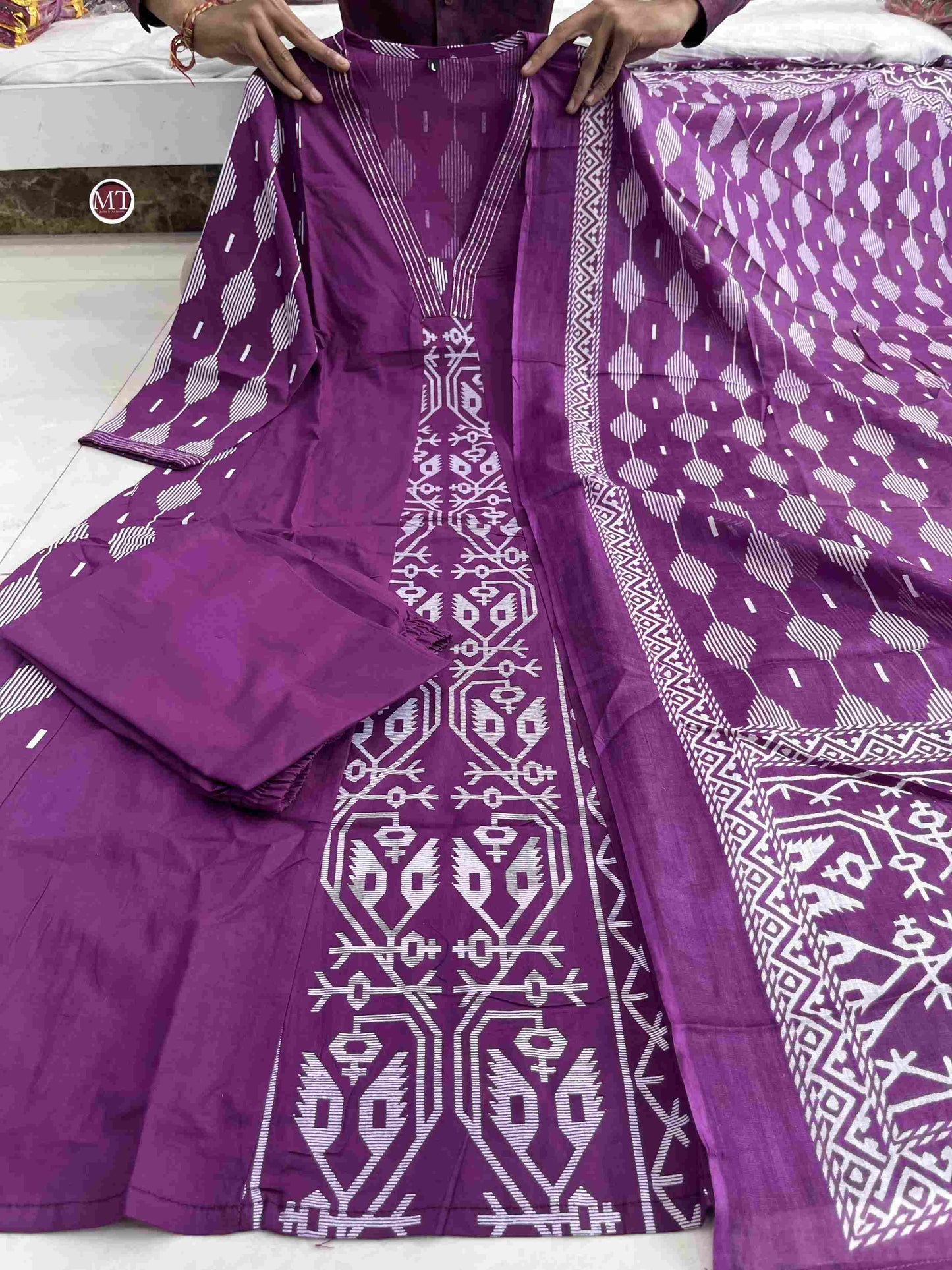 Elegant Handcrafted Cotton Anarkali Set