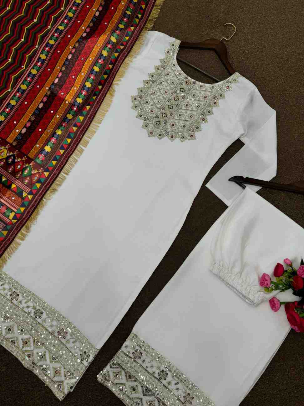 Embroidered Kurti Set with Dupatta