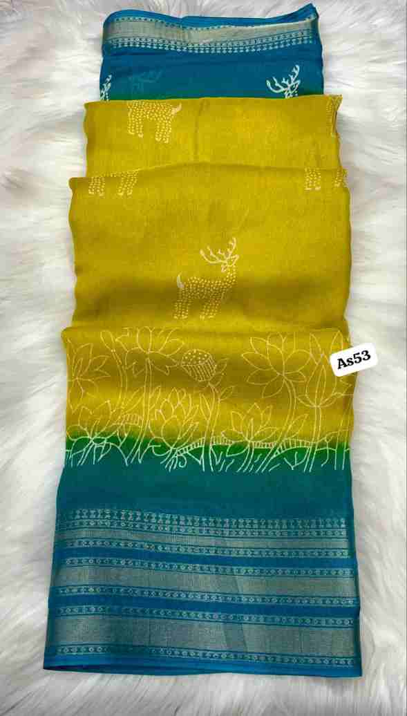 Soft Printed Saree with Zari Woven Border