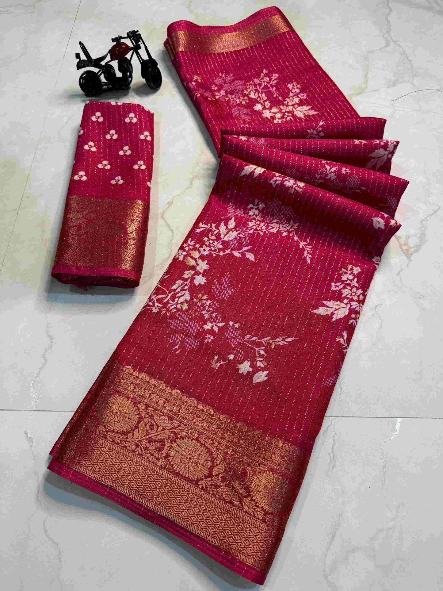 Soft Printed Saree with Zari Border