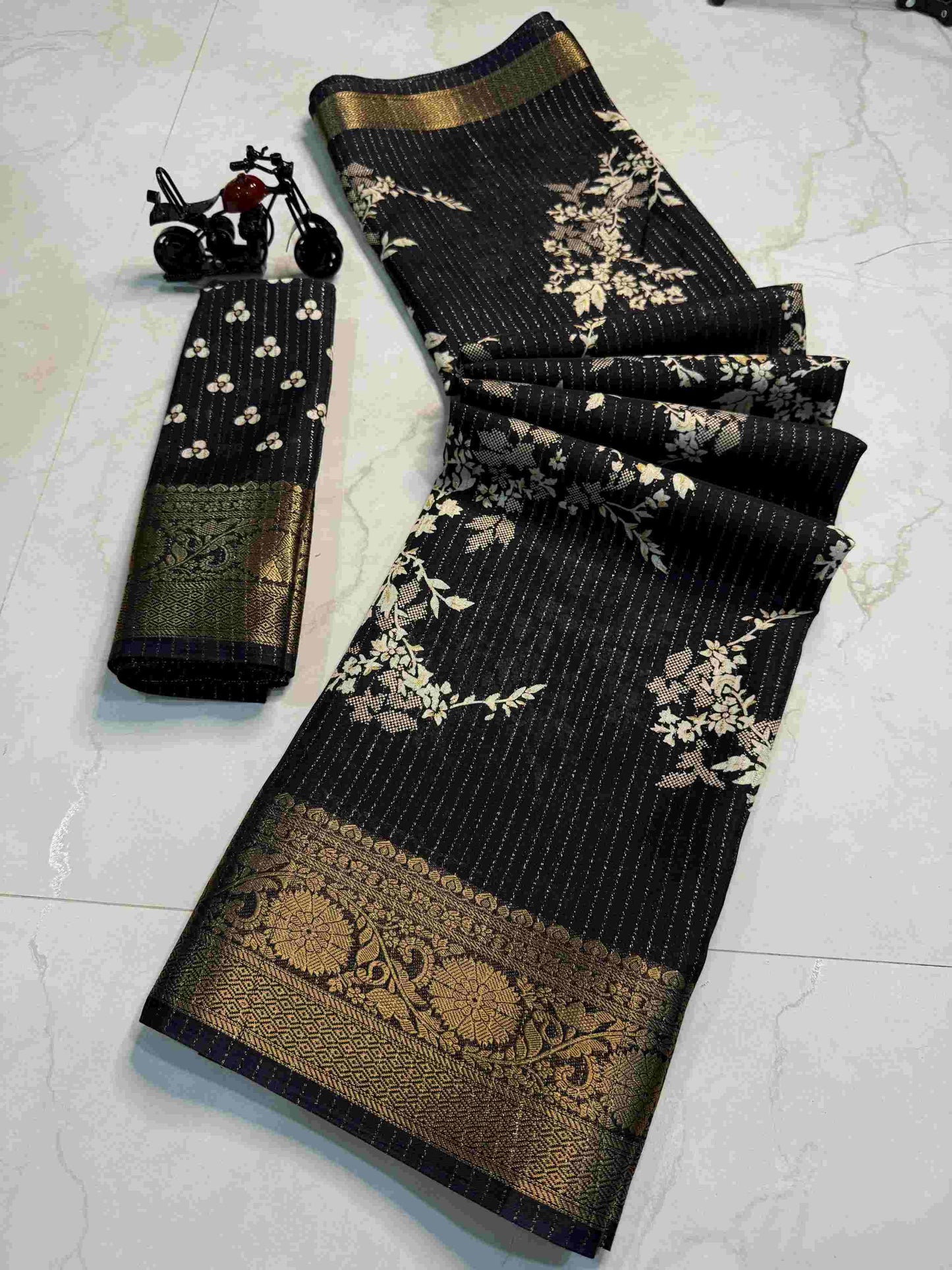Soft Printed Saree with Zari Border