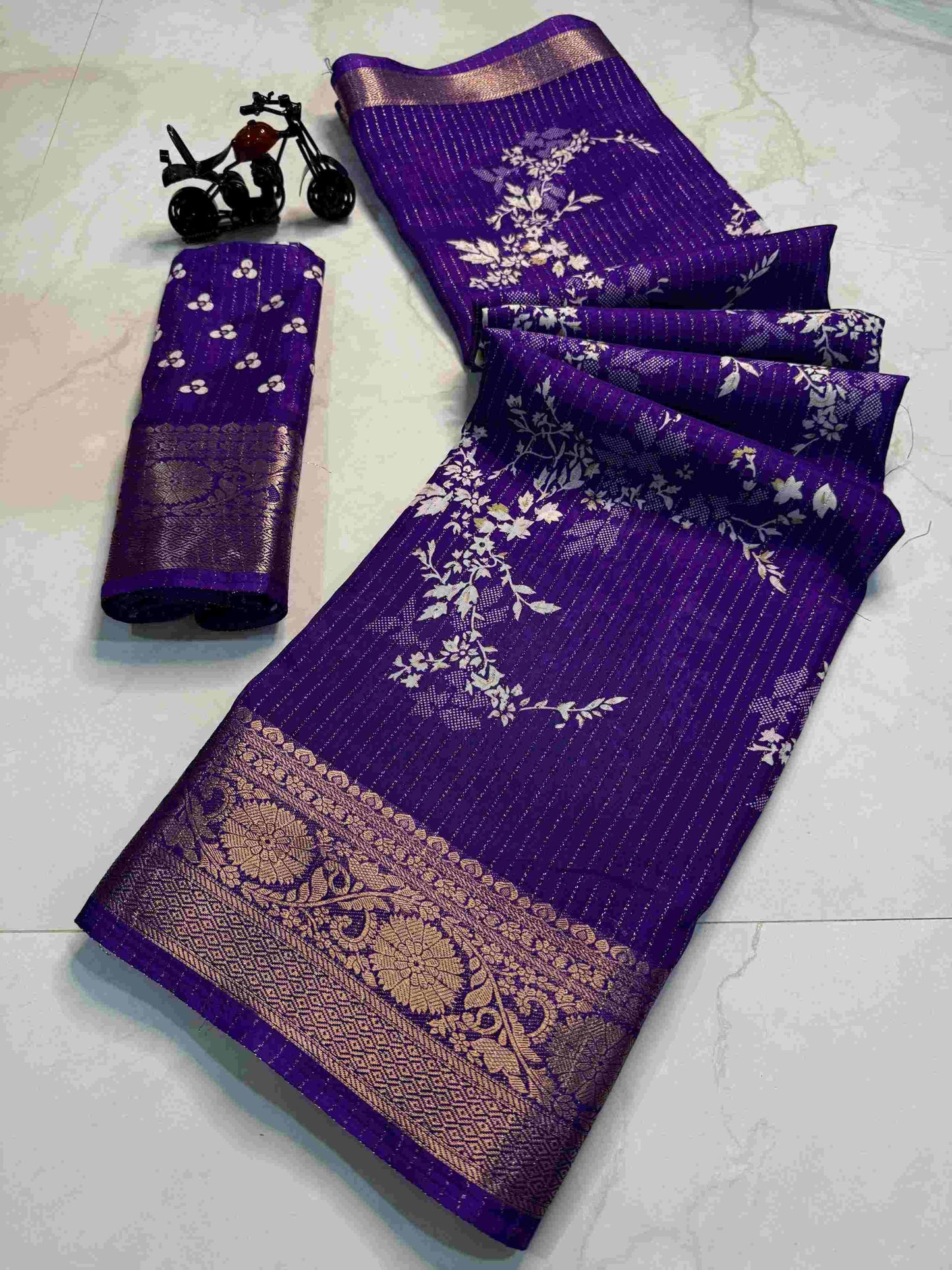 Soft Printed Saree with Zari Border