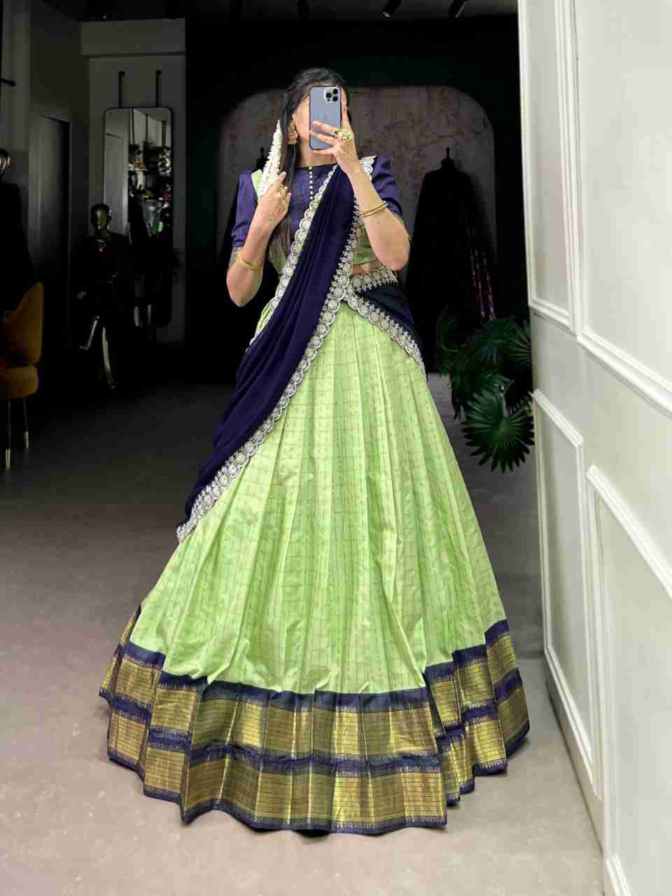 Exquisite Zari Chex Lehenga Choli Set
