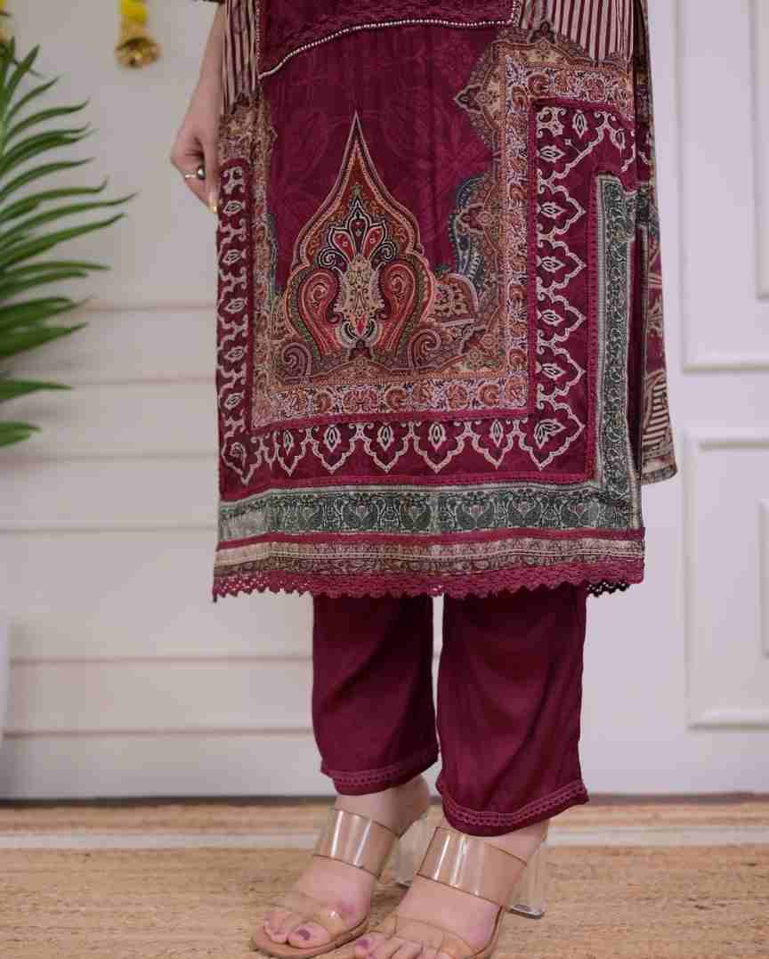 Suit Set with Digital Print & Hand Embroidery