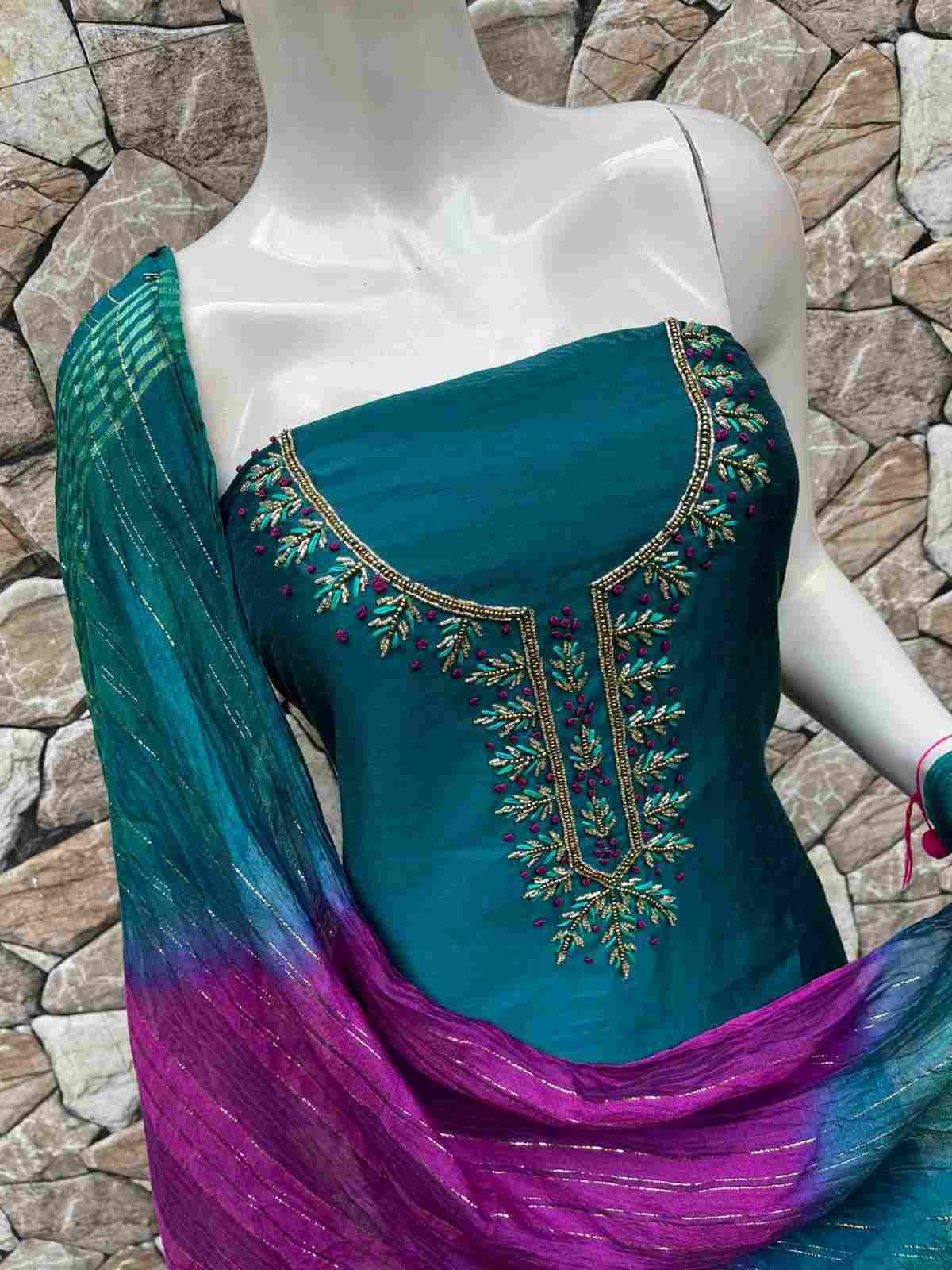 Elegant Handwork Silk Salwar Suit Set