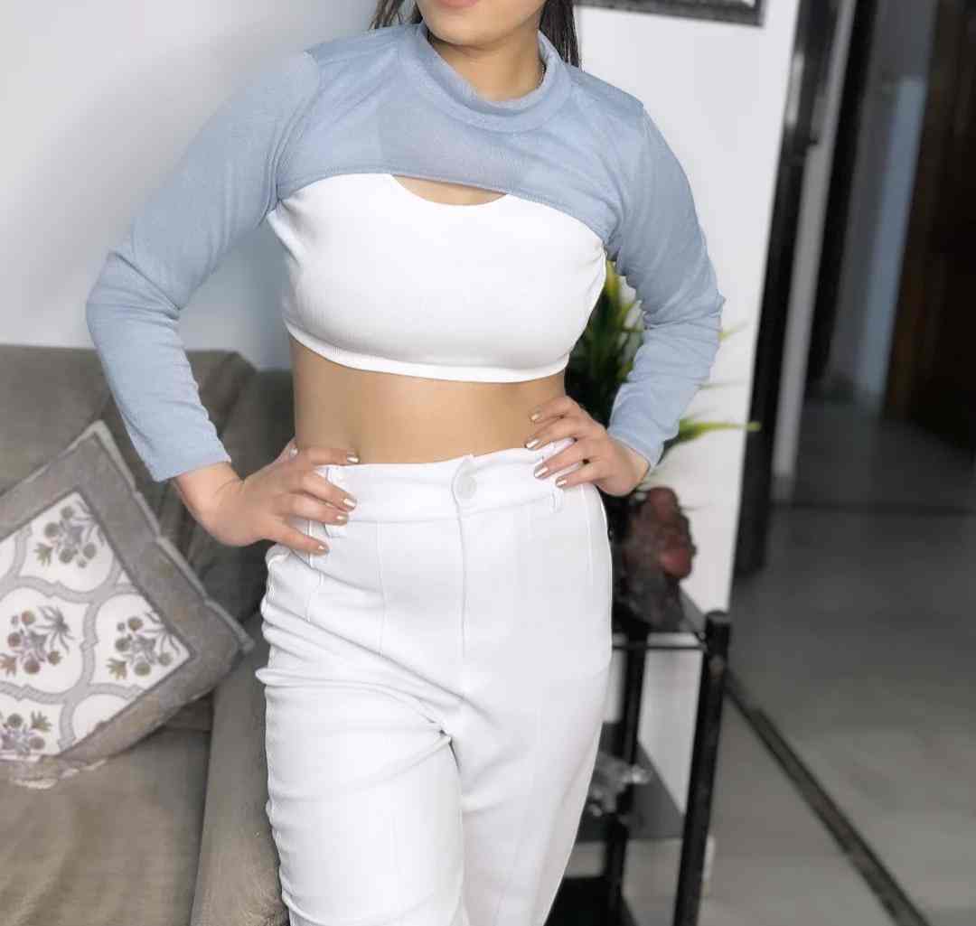 Trendy Autumn Two-Piece Crop Top Set