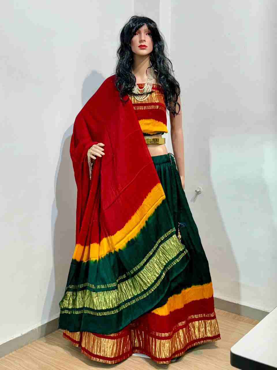 Handcrafted Ajrakh Print Lehenga Choli