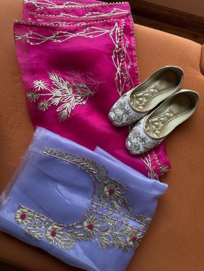 Custom Made Organza Suit with Zardosi Embroidery