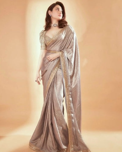Tissue Organza Silk Saree with Sequins and Brocade Blouse