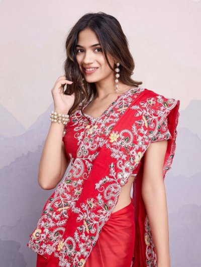 Rajvi Sarees Party Wear Soft Rangoli Silk Saree