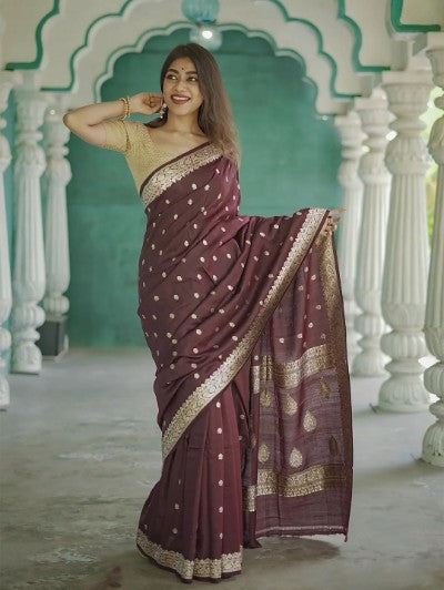 Premium Banarasi Jacquard Saree - GINGER Edition