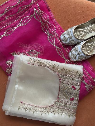 Custom Made Organza Suit with Zardosi Embroidery