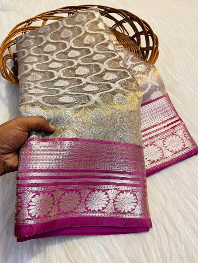 Banarasi Soft Tissue Silk Saree with Brocade Blouse