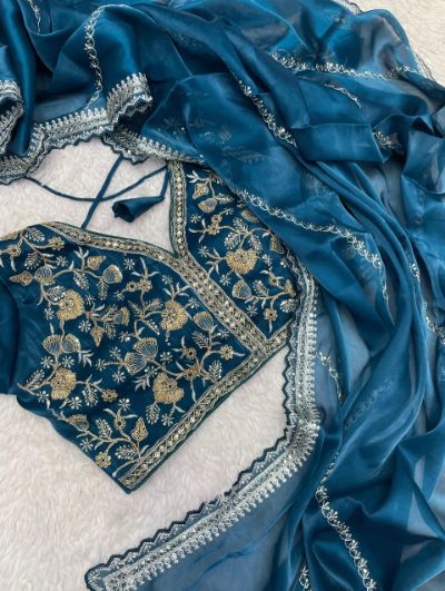 Zimmy Choo Satin Sequence Saree with Embroidery Blouse