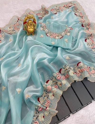 Zimi Chu Sequin and Embroidery Saree