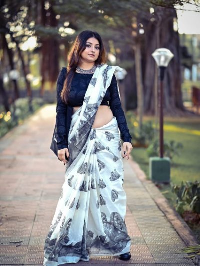 Soft Linen Print Digital Print Saree