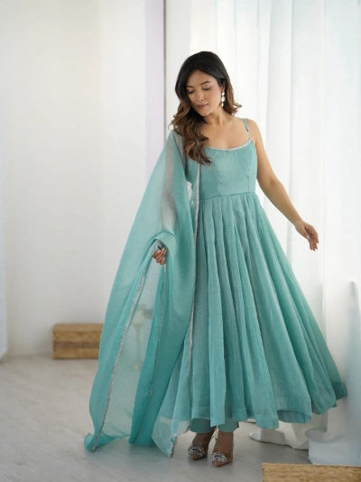 Crunchy Silk Swarovski Work Anarkali Gown