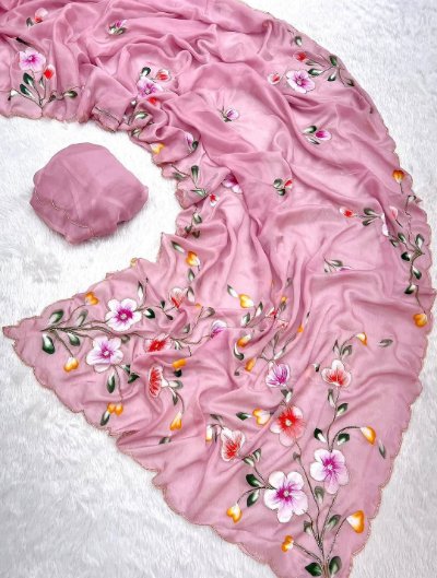 Pure Tebby Silk Handwork Saree