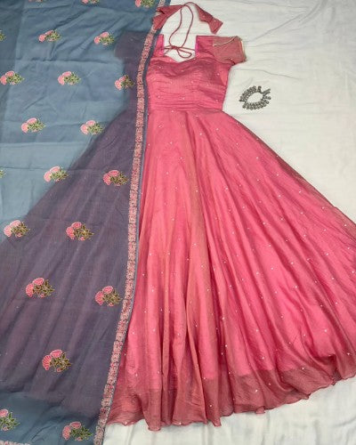 Mul Mul Cotton Gown with Digital Print Dupatta
